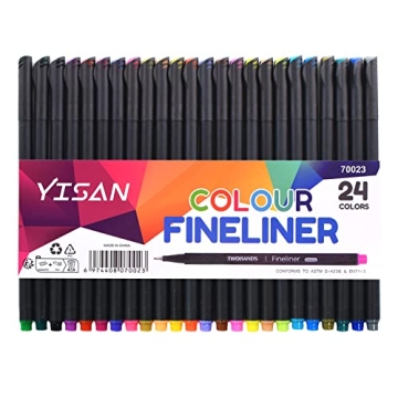 YISAN Colored Fine Tip Pens - 24 Vibrant Colors