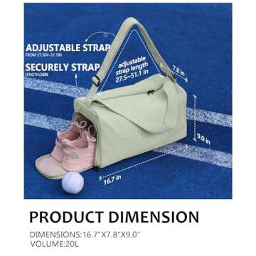 Small Gym Bag for Women with Shoes Compartment, Stylish Duffle Travel Bag for Plane, Lightweight Duffle Bag for Women & Men, Sport Gym Tote Bag with Wet Pocket for Yoga, Pilates, Swimming