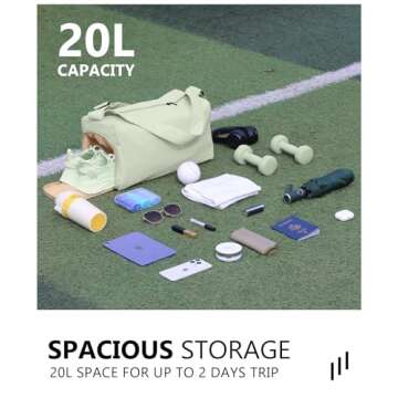 Small Gym Bag for Women with Shoes Compartment, Stylish Duffle Travel Bag for Plane, Lightweight Duffle Bag for Women & Men, Sport Gym Tote Bag with Wet Pocket for Yoga, Pilates, Swimming