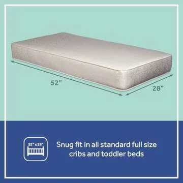 Sealy Baby Flex Cool Breathable 2 Stage Waterproof Crib Mattress plus Toddler Bed Fit, Airy Cotton C...