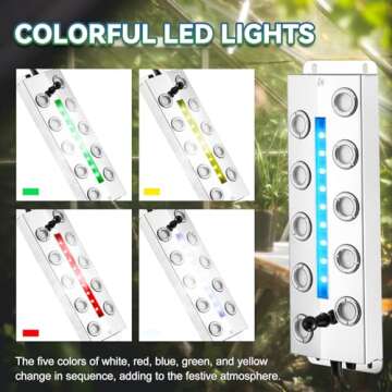 Mxmoonant Ultrasonic Mist Maker 10 Head with LED Lights, 9000ml/H Pond Fogger 400W Power Supply with Float for Pond Aquarium Rockery DIY Humidifier