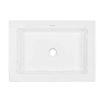 Swiss Madison Voltaire Wide Rectangle Vessel Sink in Glossy White