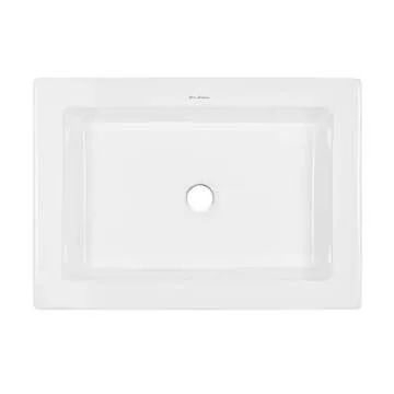 Swiss Madison Voltaire Wide Rectangle Vessel Sink in Glossy White