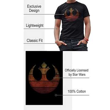 Rebel Alliance Rebellion T-Shirt - Official Star Wars Gear for Men Adult Graphic Tee (Black, Large)