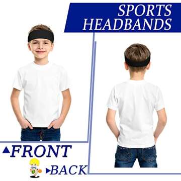 Sratte 10 Pieces Boys Headbands, 16 inch Elastic Athletic Sweatbands, Soft Wicking Headband for Boys Sports Kids, Hair Band Hair Accessories, 5 Colors (Classic Style)
