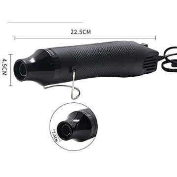 Heat Gun,mofa Hot Air Gun Tools Shrink Gun with Stand For DIY Embossing And Drying Paint Multi-Purpose Electric Heating Nozzle 300W 110V (Black,Black)