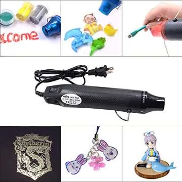 Heat Gun,mofa Hot Air Gun Tools Shrink Gun with Stand For DIY Embossing And Drying Paint Multi-Purpose Electric Heating Nozzle 300W 110V (Black,Black)