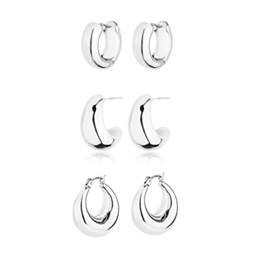 Gold Chunky Hoop Earrings Set - Stylish and Hypoallergenic