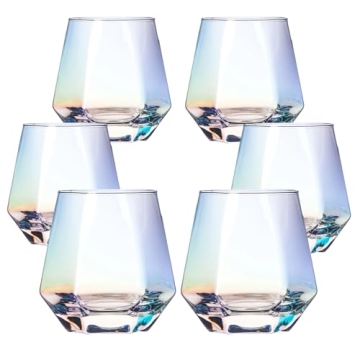 Premium BACLIFE Diamond Shaped Wine Glasses Set of 6