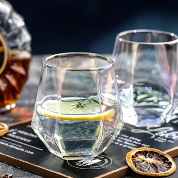 Premium BACLIFE Diamond Shaped Wine Glasses Set of 6