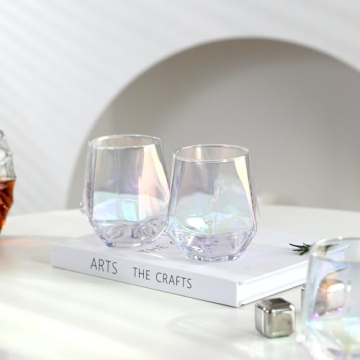Premium BACLIFE Diamond Shaped Wine Glasses Set of 6