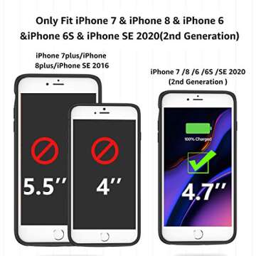 Lonlif Battery Case for iPhone 7 8 6S 6 SE 2020(2nd Generation), 3200mAh Portable Charging Case Protective Slim Extended Battery Pack Charger Case (Black)