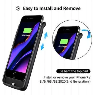 Lonlif Battery Case for iPhone 7 8 6S 6 SE 2020(2nd Generation), 3200mAh Portable Charging Case Protective Slim Extended Battery Pack Charger Case (Black)
