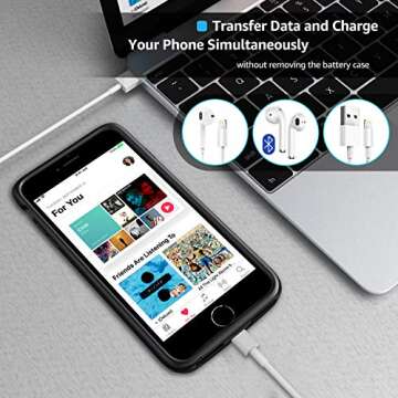 Lonlif Battery Case for iPhone 7 8 6S 6 SE 2020(2nd Generation), 3200mAh Portable Charging Case Protective Slim Extended Battery Pack Charger Case (Black)