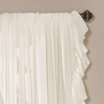 Lush Decor Reyna Ruffle Window Curtain Panel Set, Pair, 54" W x 84" L, White - Flowy Curtain Set - R...