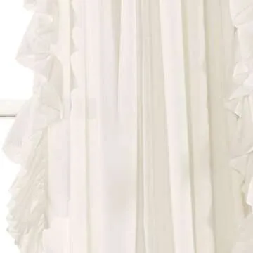 Lush Decor Reyna Ruffle Window Curtain Panel Set, Pair, 54" W x 84" L, White - Flowy Curtain Set - Romantic Ruffle Curtains for Bedroom, Living room, or Dining Room - Farmhouse & Cottage Home Decor