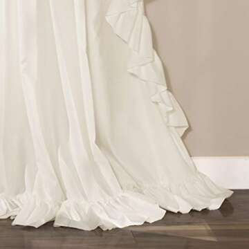 Lush Decor Reyna Ruffle Window Curtain Panel Set, Pair, 54" W x 84" L, White - Flowy Curtain Set - Romantic Ruffle Curtains for Bedroom, Living room, or Dining Room - Farmhouse & Cottage Home Decor