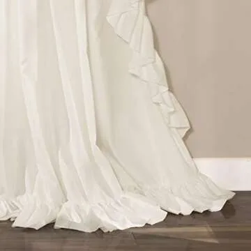 Lush Decor Reyna Ruffle Window Curtain Panel Set, Pair, 54" W x 84" L, White - Flowy Curtain Set - Romantic Ruffle Curtains for Bedroom, Living room, or Dining Room - Farmhouse & Cottage Home Decor