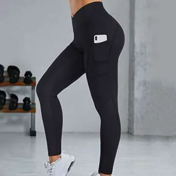 RUUHEE V Cross Waist High Waisted Leggings With Pockets