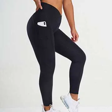 RUUHEE V Cross Waist High Waisted Leggings With Pockets