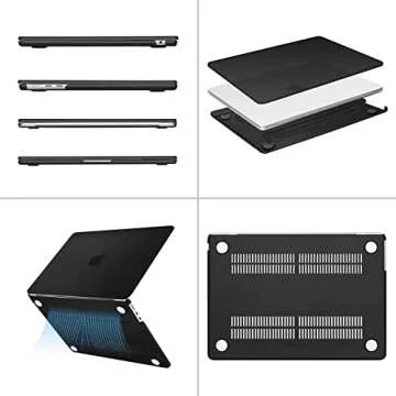 MOSISO Compatible with MacBook Air 13 inch Case 2025 2024 2023 2022 M3 A3113 M2 A2681, Plastic Hard Shell&Keyboard Cover&Screen Film&Type C Adapter for MacBook Air 13.6 inch Case, Black