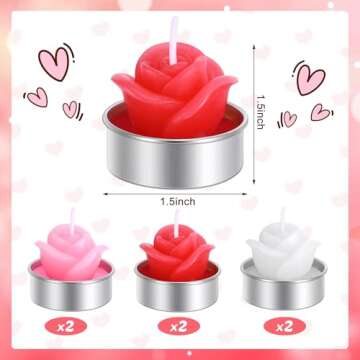 Shupakul 6 Pcs Valentine's Day Rose Tealight Candles-Handmade Unscented Rose Shaped Flower Candles-M...