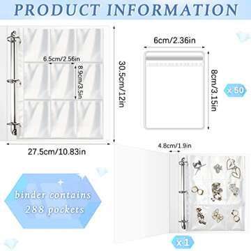 Transparent Jewelry Storage Binder Book Anti Oxidation Jewelry Zipper Bag Plastic Storage Holder Tra...