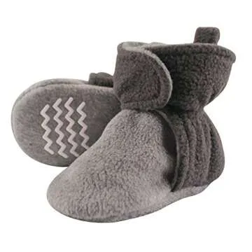 Hudson Baby Unisex-Baby Cozy Fleece Booties Slipper Sock, Charcoal Heather Gray, 0-6 Months
