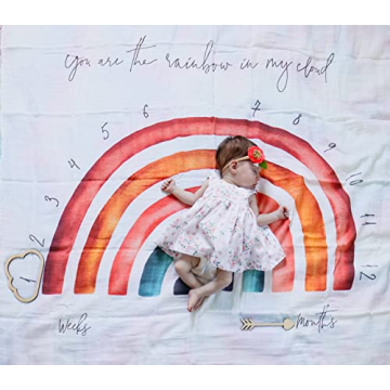 Organic Rainbow Baby Milestone Blanket for Newborn Photos