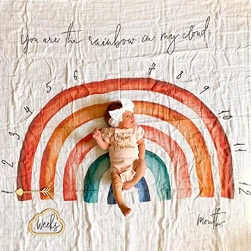 Organic Rainbow Baby Milestone Blanket for Newborn Photos