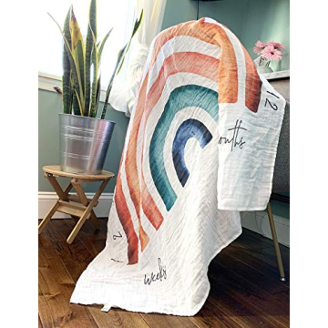 Organic Rainbow Baby Milestone Blanket for Newborn Photos