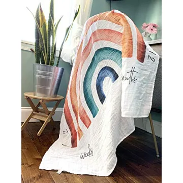 Organic Rainbow Baby Milestone Blanket for Newborn Photos