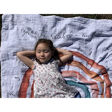 Organic Rainbow Baby Milestone Blanket for Newborn Photos