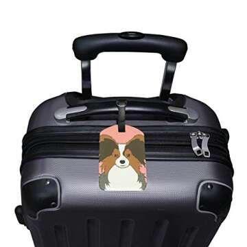 My Daily Papillon Dog Luggage Tag PU Leather Bag Tag Travel Suitcases ID Identifier Baggage Label 1 Piece