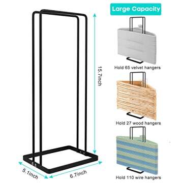 YGKATING Hanger Storage Stacker Stand, Holds Up 110 Wire Clothes Hangers for Laundry Room Closet Space Saving, Portable Sturdy Organizer Rack Holder Adult and Child Hangers, Keep Tidy