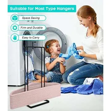 YGKATING Hanger Storage Stacker Stand, Holds Up 110 Wire Clothes Hangers for Laundry Room Closet Space Saving, Portable Sturdy Organizer Rack Holder Adult and Child Hangers, Keep Tidy