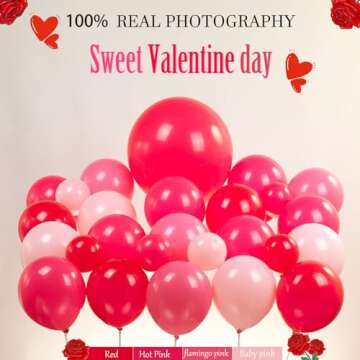 Valentines day balloon garland arch Kit Red pink balloons with Starburst Love letter lips heart shap...