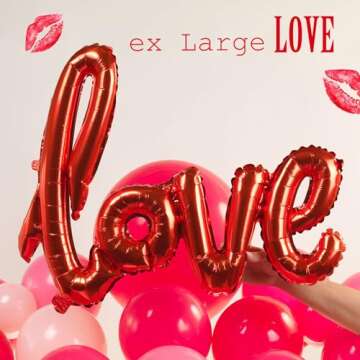 Valentines day balloon garland arch Kit Red pink balloons with Starburst Love letter lips heart shape balloons for Galentines Valentine's Engagement theme party decorations