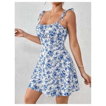 Floerns Women's Summer Floral Cherry Print A Line Short Cami Dress