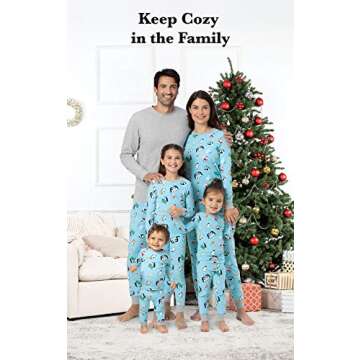 PajamaGram Matching Christmas PJs for Family, Blue Penguin, Womens L / 12-14