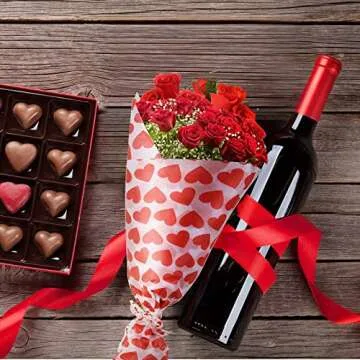 CHRORINE Tissue Paper for Packaging 60 Sheets Gift Wrapping Tissue Paper Heart Design Art Paper for Crafts Valentine's Day Wedding Party DIY Decor