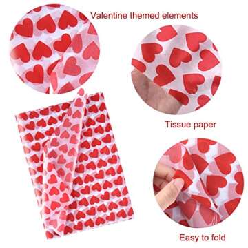 CHRORINE Tissue Paper for Packaging 60 Sheets Gift Wrapping Tissue Paper Heart Design Art Paper for Crafts Valentine's Day Wedding Party DIY Decor