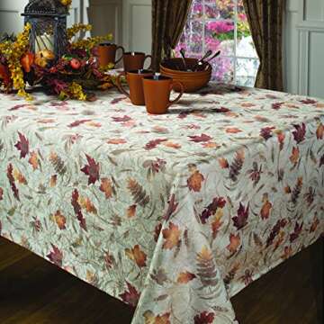 Benson Mills Autumn Jacquard Printed Fabric Tablecloth for Fall, Harvest, and Thanksgiving Table Clo...