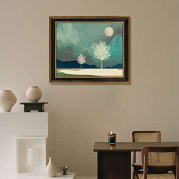 Space Art Deco, 16x20 Picture Frame without Mat for 16x20 Poster/Photo/Print, Shatter-Resistant Real Glass Wall Mounting Display (Black and Ornate Gold Design, 1-Pack)