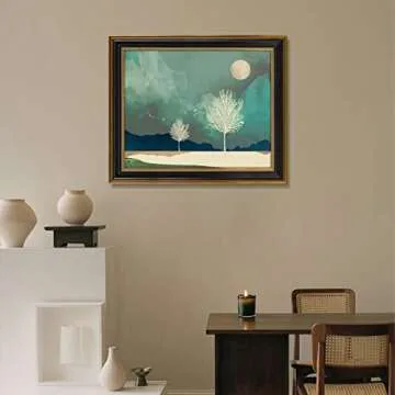 Space Art Deco, 16x20 Picture Frame without Mat for 16x20 Poster/Photo/Print, Shatter-Resistant Real Glass Wall Mounting Display (Black and Ornate Gold Design, 1-Pack)