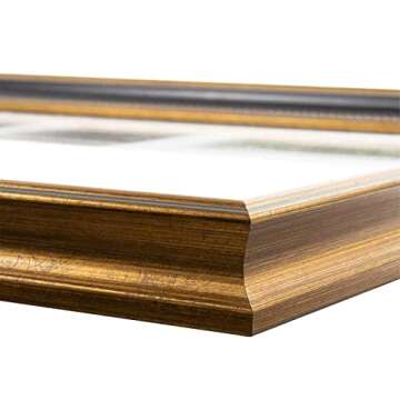 Space Art Deco, 16x20 Picture Frame without Mat for 16x20 Poster/Photo/Print, Shatter-Resistant Real Glass Wall Mounting Display (Black and Ornate Gold Design, 1-Pack)