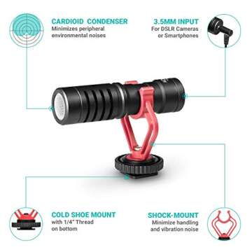 Movo Desk Ring Light with Stand and Phone Holder with VXR10 Video Microphone Compatible with iPhone, Android Smartphones - Smartphone Video Recording Kit Perfect for Vlogging and YouTube Equipment