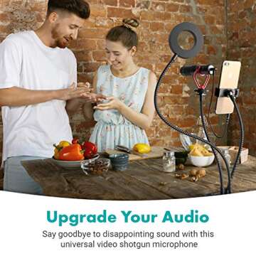 Movo Desk Ring Light with Stand and Phone Holder with VXR10 Video Microphone Compatible with iPhone, Android Smartphones - Smartphone Video Recording Kit Perfect for Vlogging and YouTube Equipment