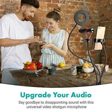 Movo Desk Ring Light with Stand and Phone Holder with VXR10 Video Microphone Compatible with iPhone, Android Smartphones - Smartphone Video Recording Kit Perfect for Vlogging and YouTube Equipment