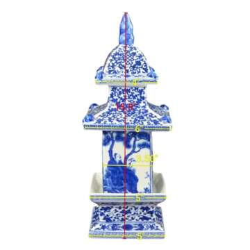 16" Classic Blue and White Porcelain Pagoda, China Qing Style, Jingdezhen (D19)